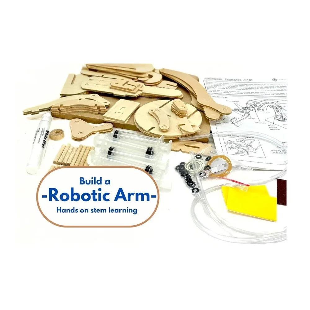 NEW PATHFINDERS STEM Kit Hydraulic Robotic Arm |Wooden Building STEM Kit Toy Mec